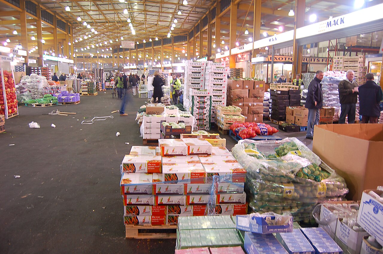 A busy indoor wholesale market